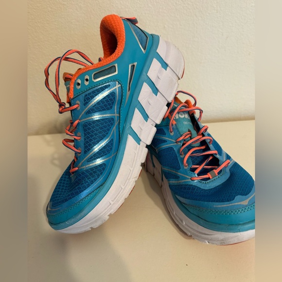 Hoka One One Odyssey Women’s Blue Orange Running Sneakers Size 8.5 - Picture 1 of 9